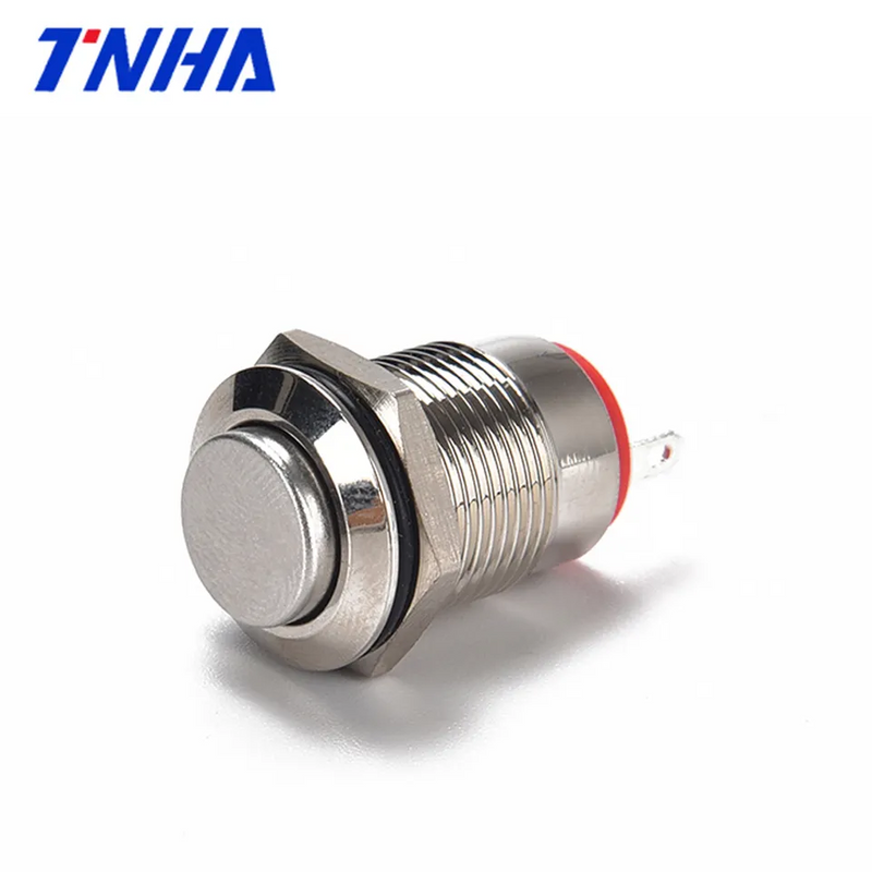 TH12A-G10F DC12V- 36V IP65 12mm 2 Pin Waterproof Flat Metal Push Button Latching Pushbutton Switch