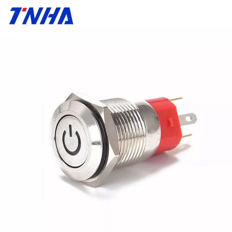 TH16A-P11 AC 220 Volt IP67 16mm Waterproof Metal Push Button Pushbutton Customizable Plastic on Off Switch with Led Indicator