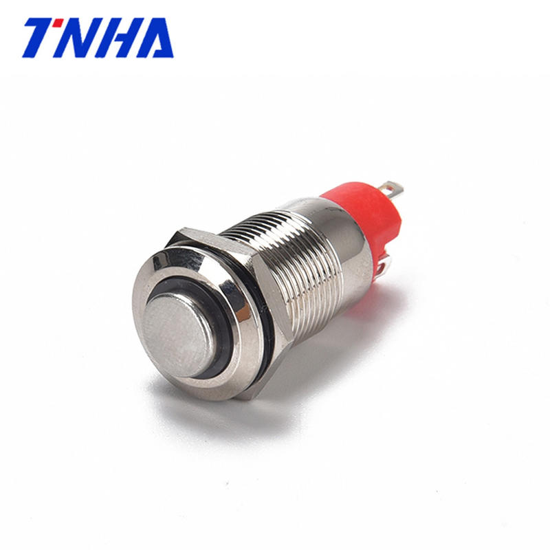 4 Pin 12mm Small Waterproof Hight Flat Led Illuminated Metal Push Button