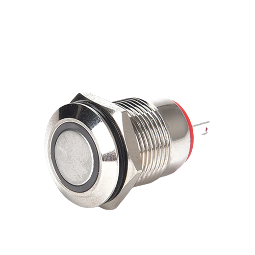 H12A-P10FE DC 12V-36V IP65 12mm Black Waterproof Flat Led Illuminated Metal Push Button
