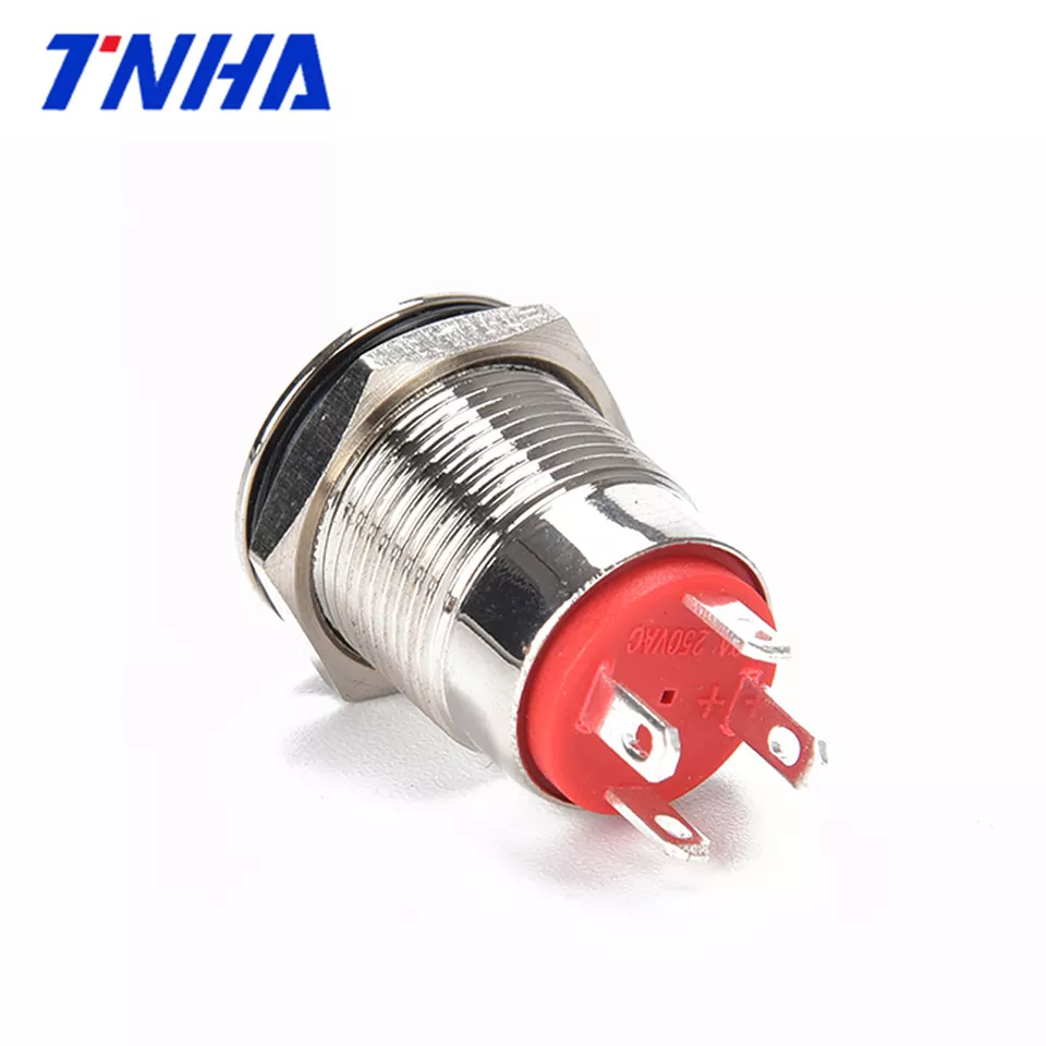 TH12A-P10FDY DC 12V-36V IP65 12mm Waterproof Flat Led Illuminated Metal Push Button Power Momentary Pushbutton Switch with Light